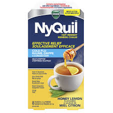Vicks NyQuil Hot Remedy Cold Flu & Congestion Powder Packs Honey Lemon 8 pack