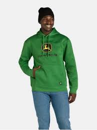 John Deere black fleece hooded sweatshirt--Green--Assorted sizes