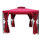 Henryka 10-ft Square Black Steel Frame Gazebo with Netting and Red Curtains/Roof - pick up only