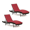 Henryka Black Wicker Stationary Chaise Lounge with Red Polyester Cushioned Seat - Set of 2 - pick up only