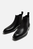 ZARA Men's POINTED TOE CHELSEA BOOTS, 6 US, Black
