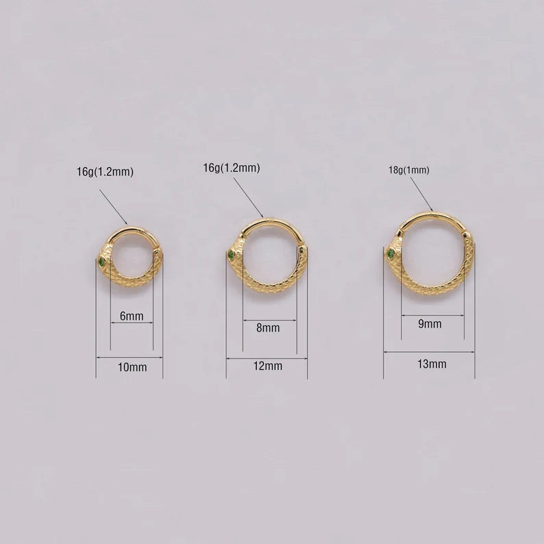 14k Solid Gold Snake Helix Daith septum/cartilage 6mm ring--sold as a single item