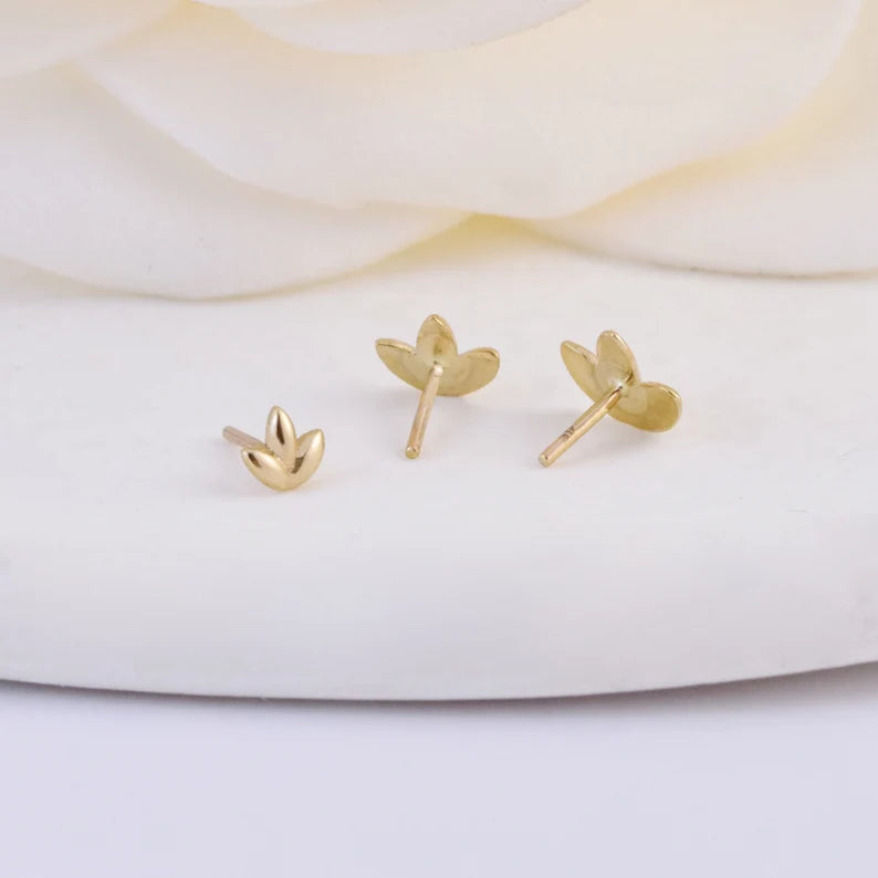 14k Solid Gold Lotus Flower Stud Earrring Cartilage Flower--3.3mm--sold as single item