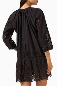 Melissa Obadash Ashley Broderie kaftan Dress Size Small in Black
