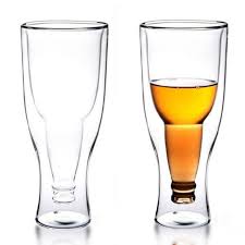 Upside Down Double Walled Beer Glass, 4pk