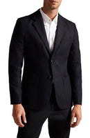 TED BAKER Yarm Slim Fit Virgin Wool Flannel Blend Blazer In Navy Large