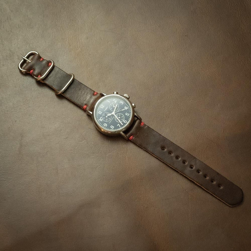 Popov LEATHER WATCH BAND - HERITAGE BROWN