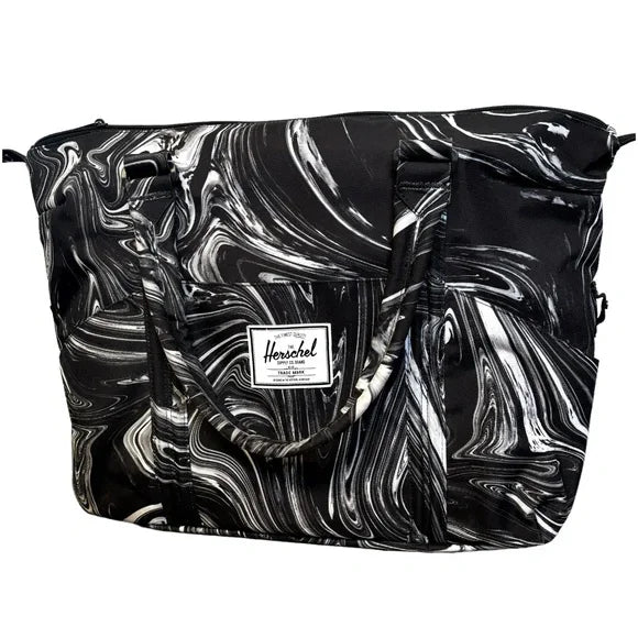 Hershel Strand Duffle/Tote 'Black Paint Pour' Pattern