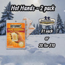 Hot Hands (2 Pack) - Hand Warmers - Buy 1 - 2 pack or 20 and save