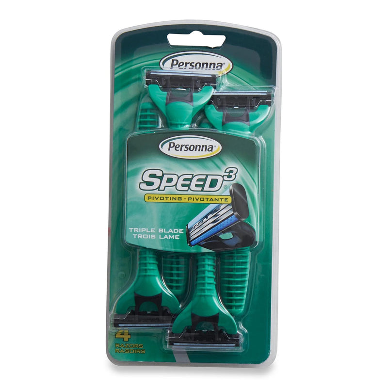 Personna Men's Speed 3 Triple Blade Razors, 4-Pack