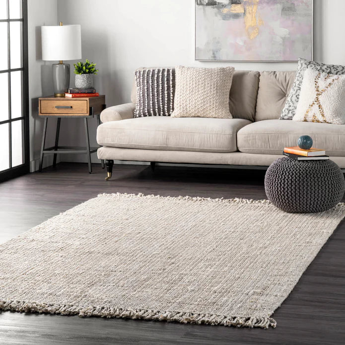 NuLoom Off-white Hand Woven Chunky Loop Jute Area Rug 2'6"x8' - pick up only