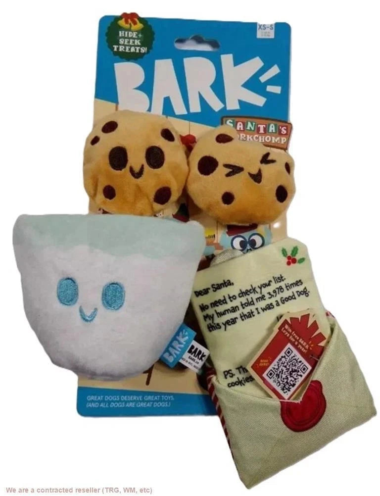 BARK Holiday Santa's Workchomp Letter Fur Santa Dog Plush Toy