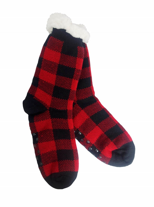 Sherpa Thermal Knit Slipper Socks with Non-Slip Grippers
