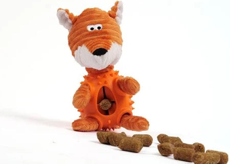 One Paw, Fox Plush Rubber Dog Toy with Treat Dispenser, One Paw Fox Plush Rubber Toy
