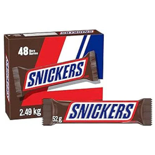Snickers Chocolate Bar, 52g - 48 Count Per Box