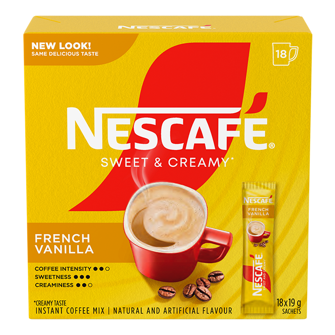 NESCAFÉ Sweet & Creamy French Vanilla Instant Coffee-18 pkgs per box