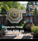 9' Umbrella with tilt - Striped - pick up only