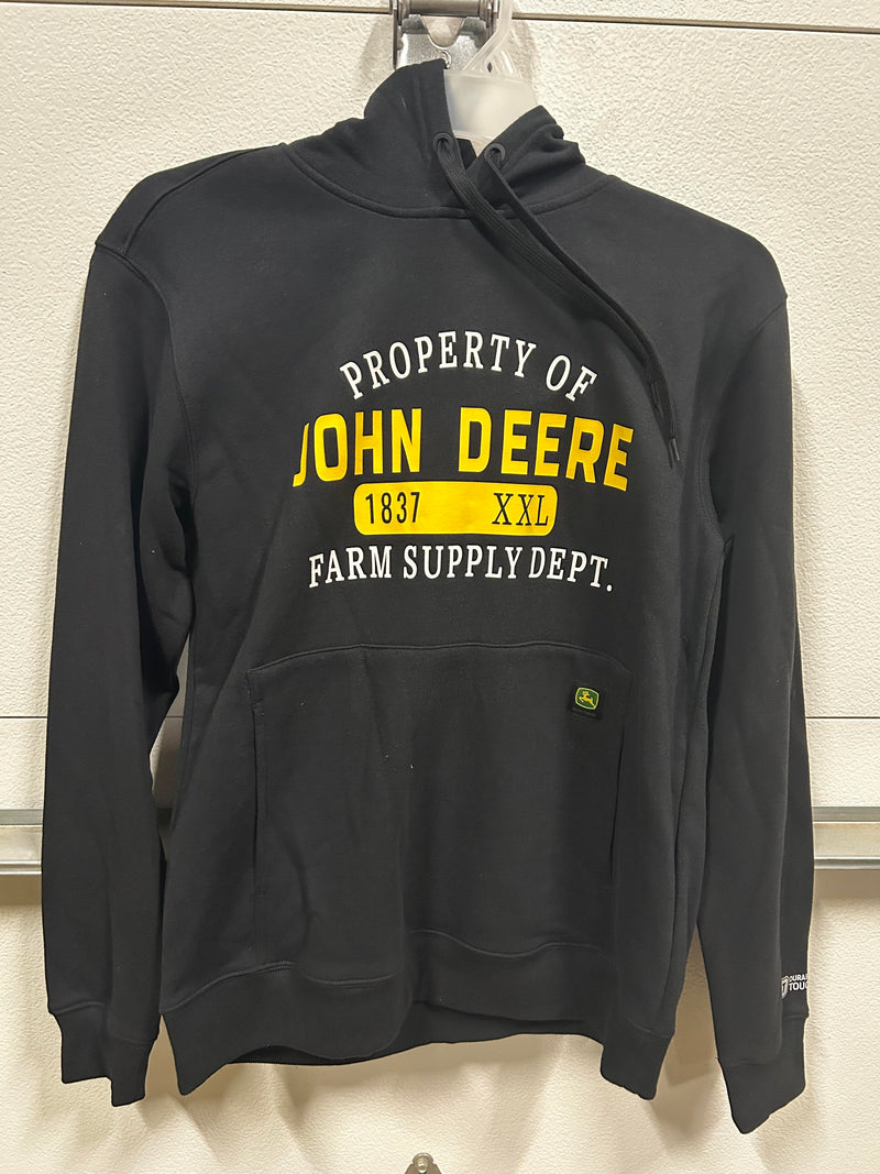 John Deere black fleece hooded sweatshirt --Black-Assorted sizes