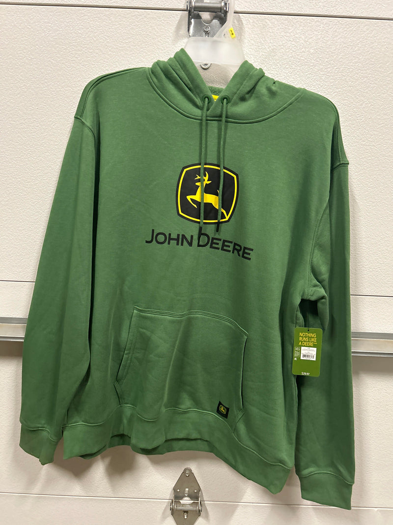 John Deere black fleece hooded sweatshirt--Green--Assorted sizes