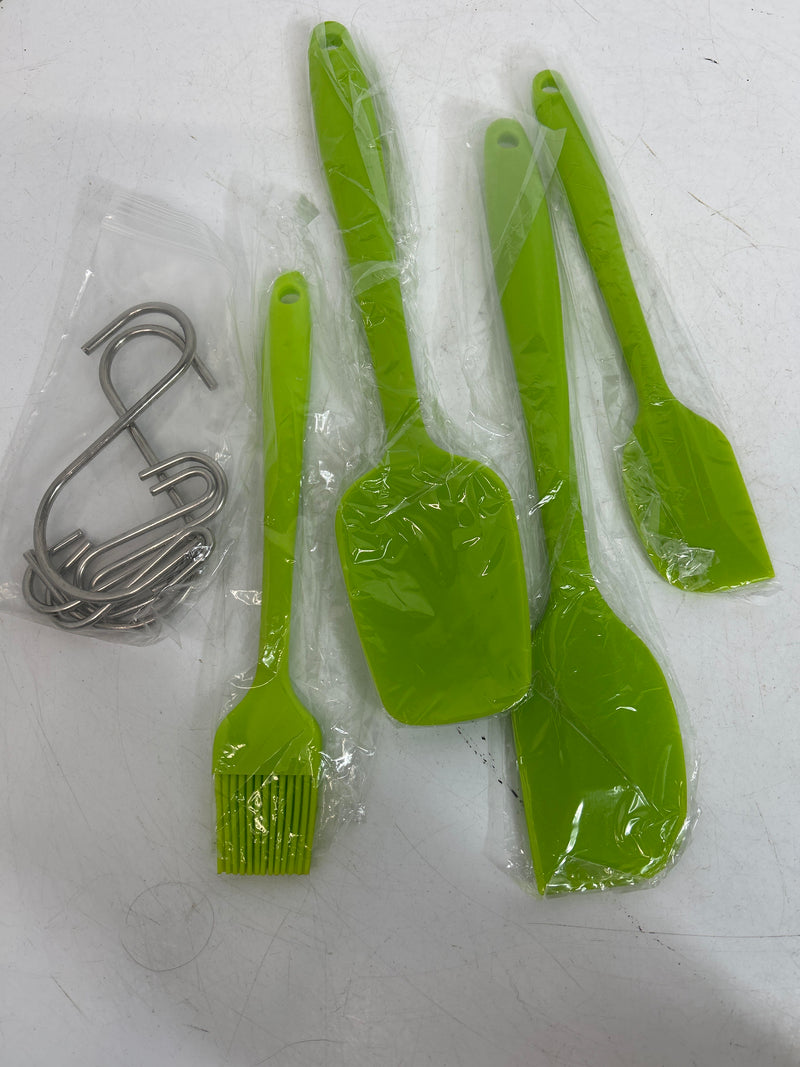 4 pack silicone spatulas lime green with pastry brush