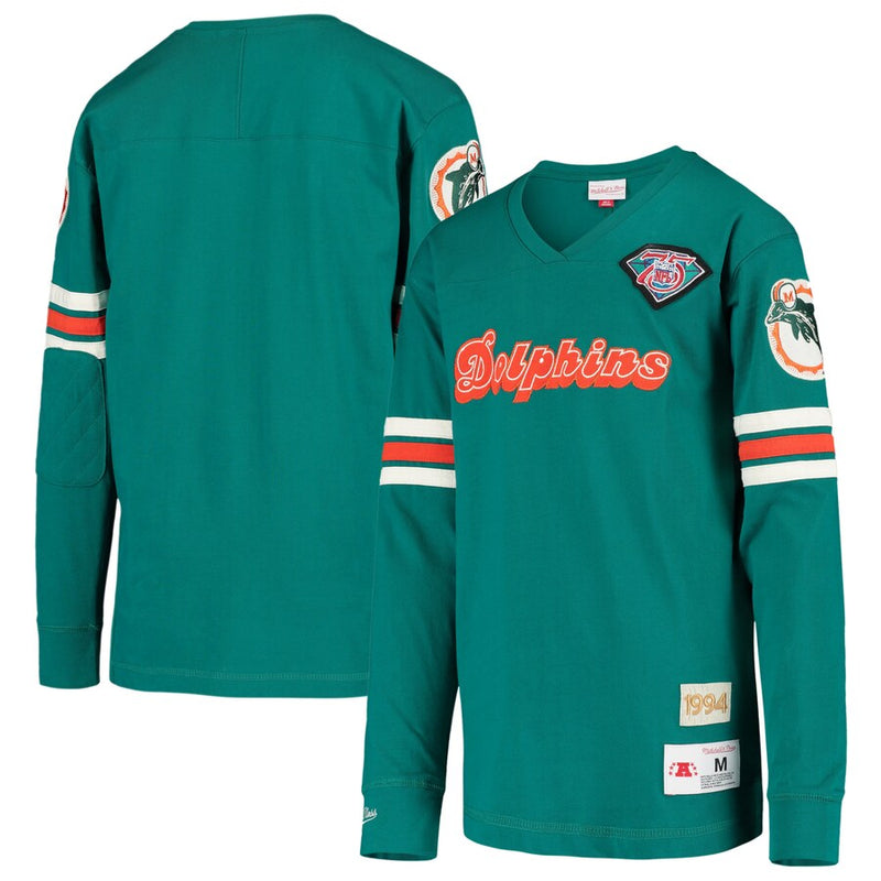 Mitchell & Ness Aqua Miami Dolphins Long Sleeve T-Shirt (2XL)