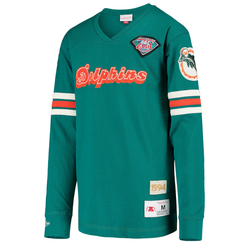 Mitchell & Ness Aqua Miami Dolphins Long Sleeve T-Shirt (2XL)