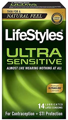 Lifestyles Ultra Sensitive 14 Premium Lubricated Latex Condoms Thin