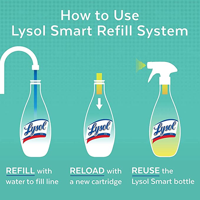 SPECIAL OFFER - Lysol Smart Start Kit, Multi-Purpose Cleaner to Disinfect and Clean, Multi-Surface,  Contains 1 Bottle and 9 Refill Cartridges