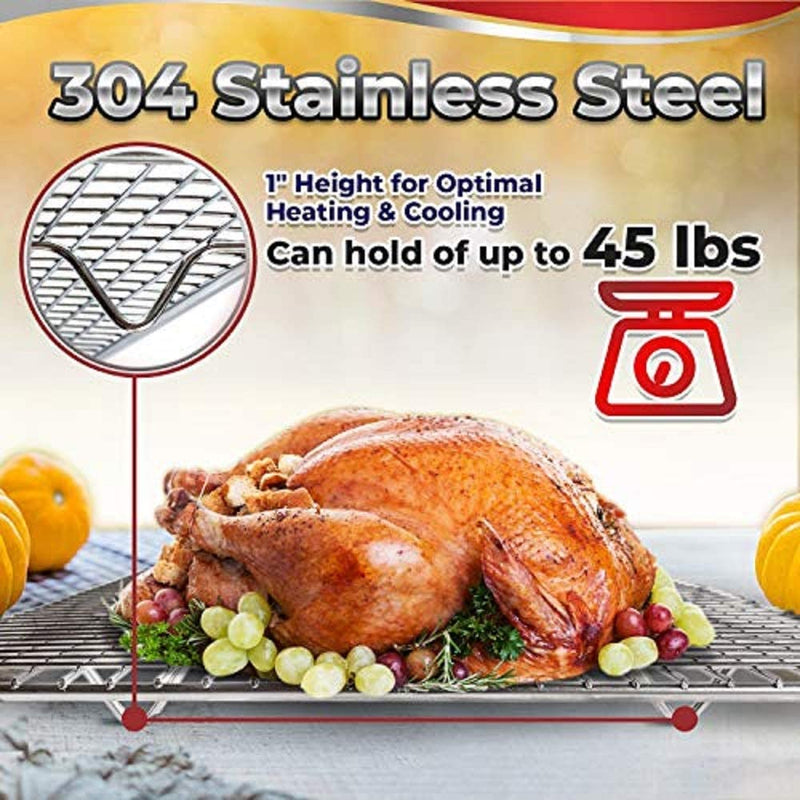 Stainless Steel Cooling and Roasting Rack quarter pan + 100 sheets parchment paper