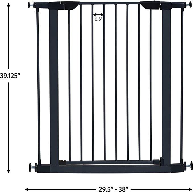 MidWest 39" High Walk-thru Steel Pet Gate, 29" - 38" Wide in Textured Graphite - Pick up only