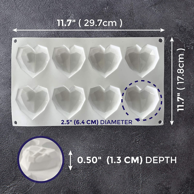 3D Geometric Heart Shaped Silicone Mold - 2 pack