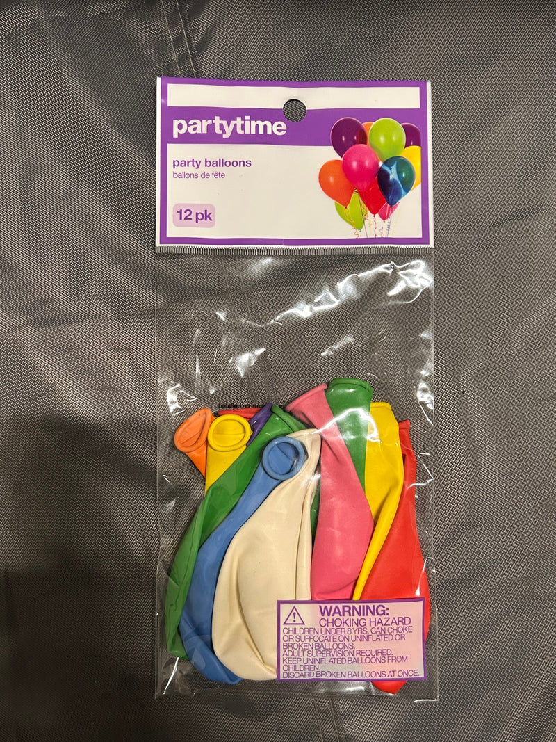 PartyTime!! 12 pack of assorted coloured party balloons