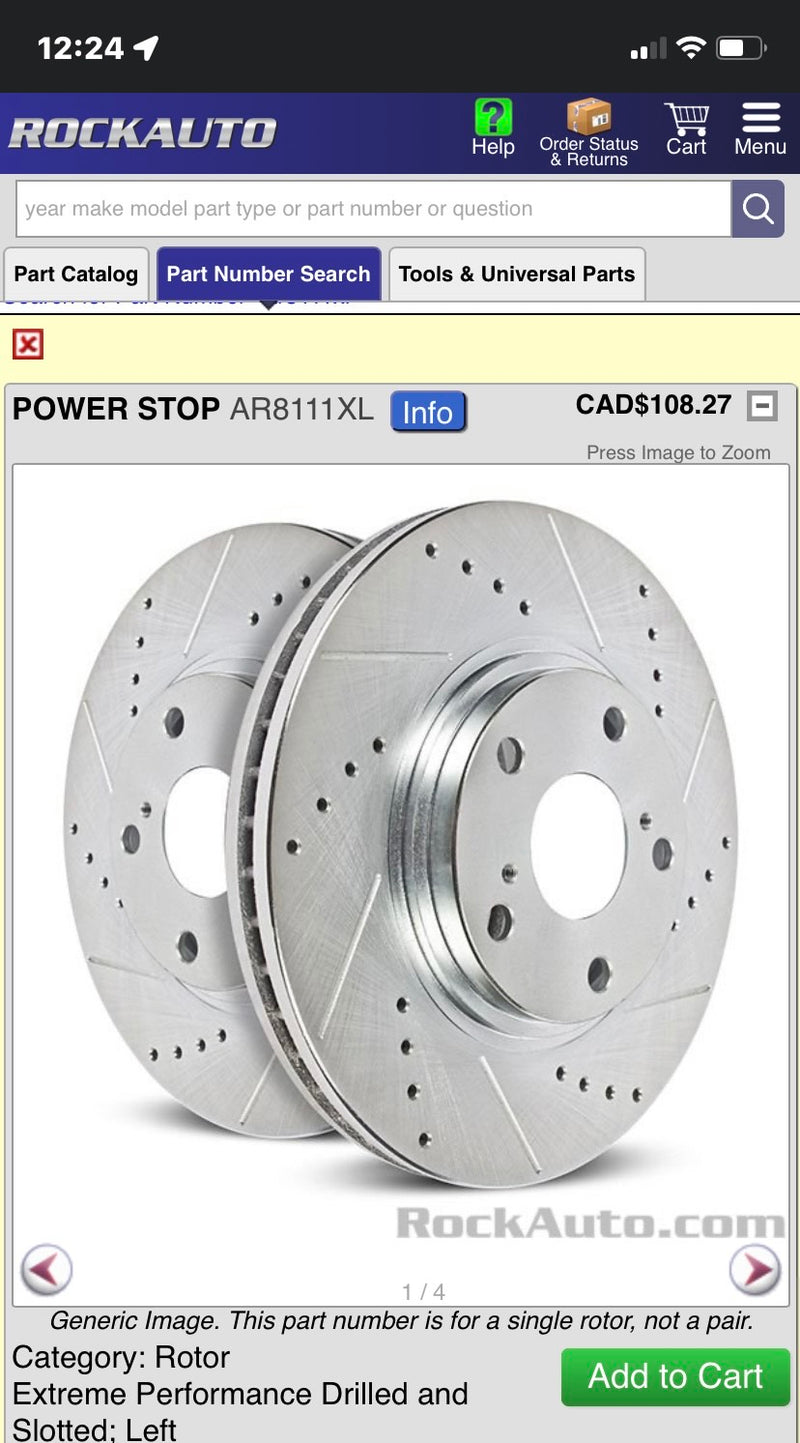 Powerstop rotors/ hub assembly - pick up only