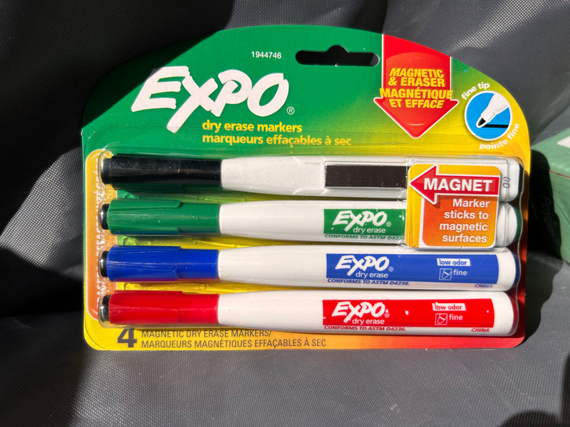 Expo Pack of 4 dry erase markers with magnets to hold to whiteboard