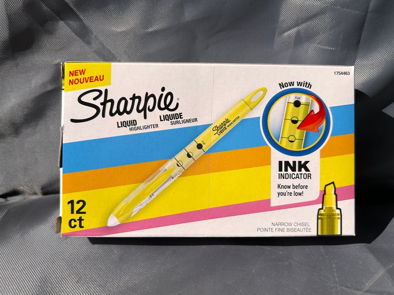 Sharpie box of 12 yellow liquid highlights