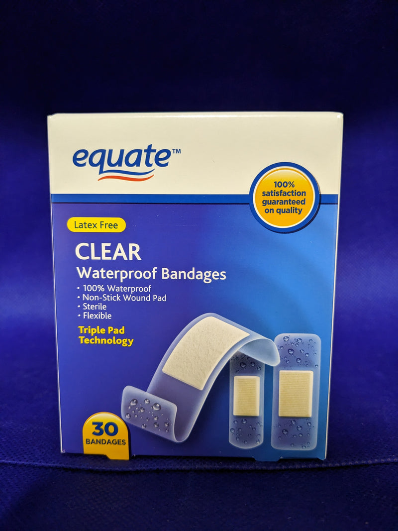 equate clear waterproof transparent dressing (bandaid) 30 pack Bandages