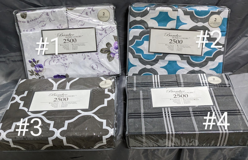 Bamboo Home Luxury 2500 Twin Sheets - 4pc - pick your pattern