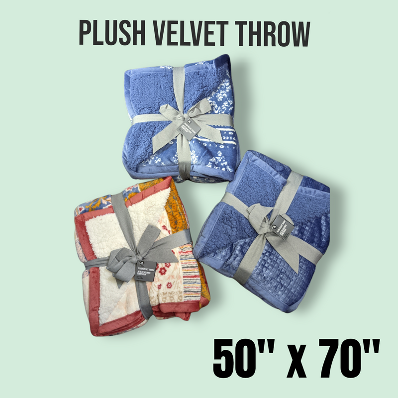 hometrends Plush Velvet throws blanket 50x70" - Reversible