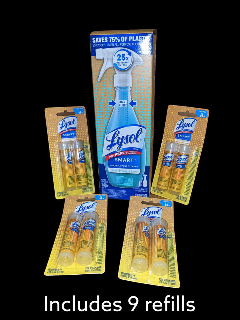 SPECIAL OFFER - Lysol Smart Start Kit, Multi-Purpose Cleaner to Disinfect and Clean, Multi-Surface,  Contains 1 Bottle and 9 Refill Cartridges