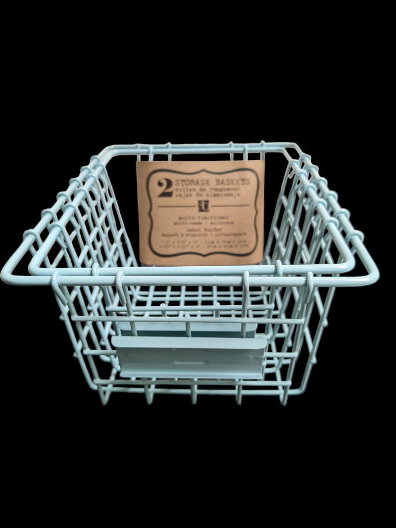 Multifunction storage baskets with label holder - set of 2