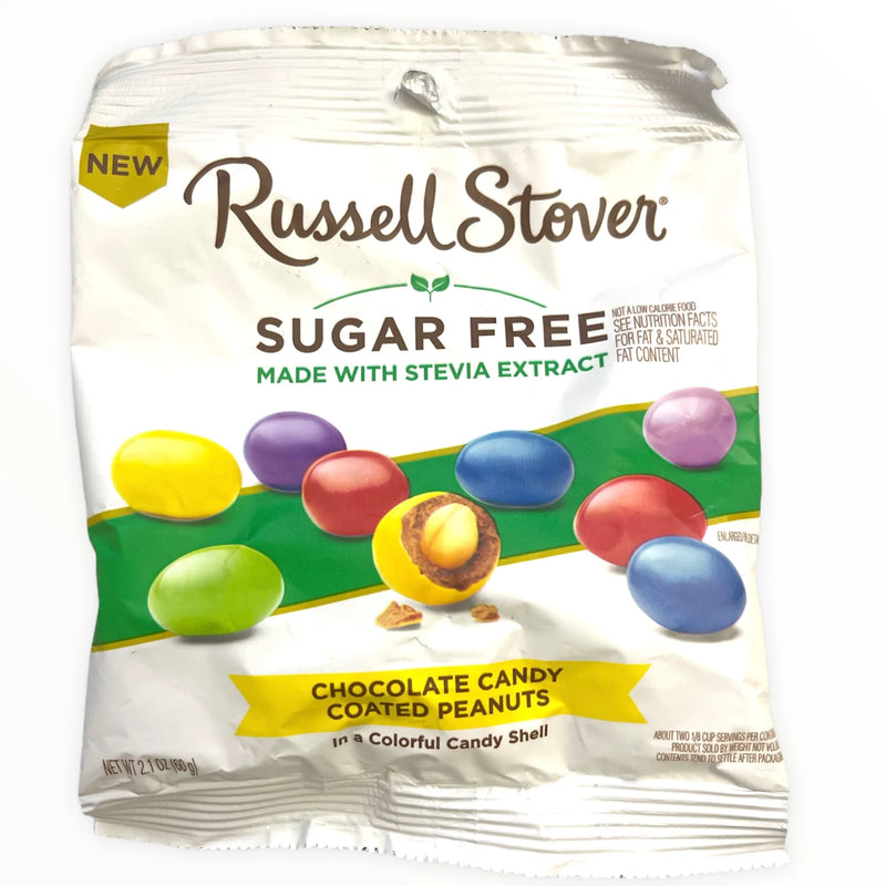 BULK BUY- 10 Bags Russell Stover Sugar Free Chocolate Candy Coated Peanuts, 2.1oz