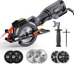 TACKLIFE Mini Circular Saw, 5.8A 3500RPM, Metal Handle With 6 Blades (4-3/4" & 4-1/2”) - TCS115A