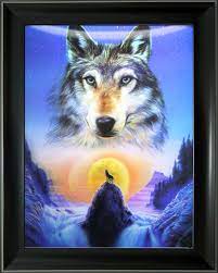 Howling Wolf - Picture Frame Graphic Art   - 3D art