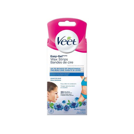 Veet® Easy-Gel™ Wax Strips Face, Bikini & Underarm Sensitive Skin Veet 20 ct + 4 wipes